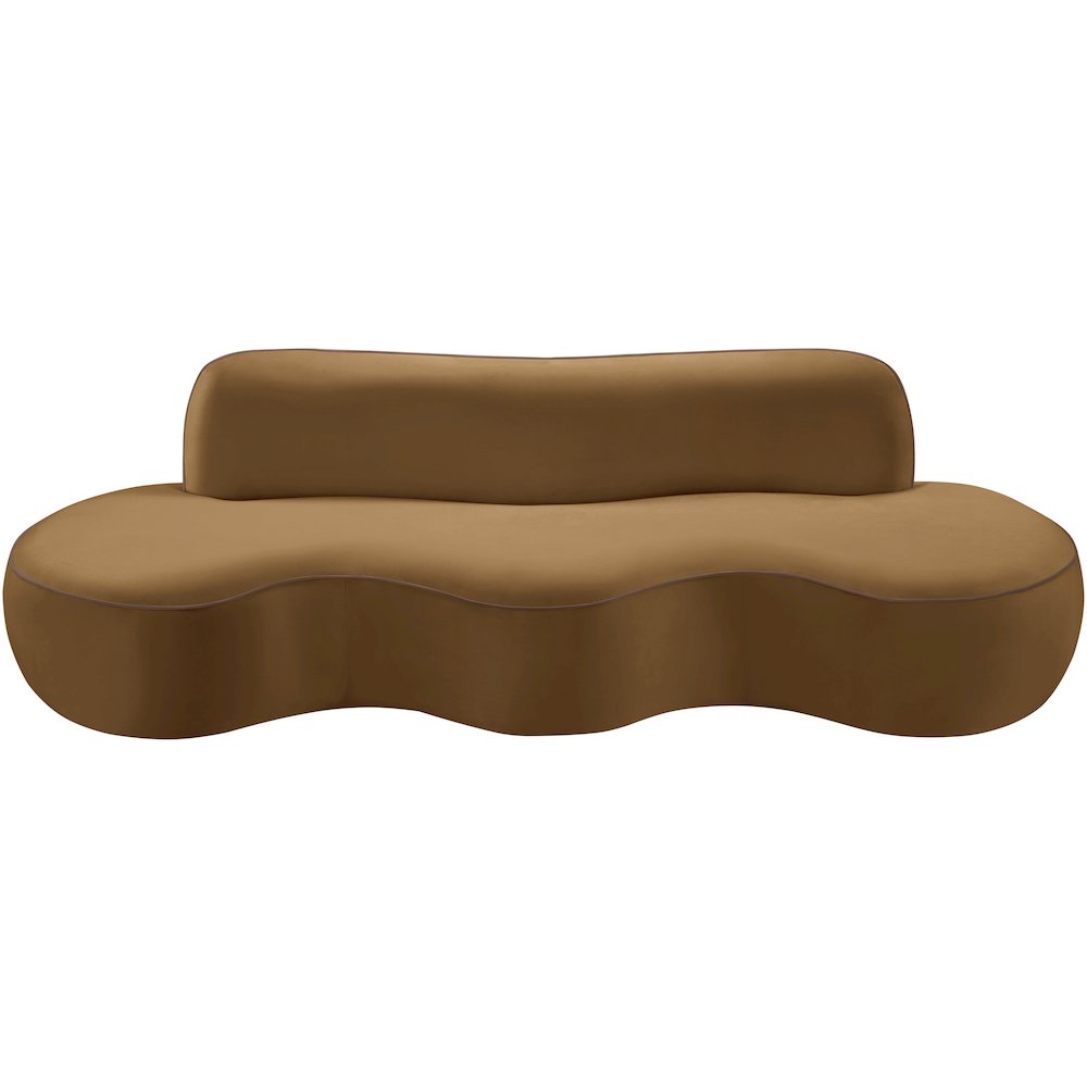 Swerve 100" Saddle Velvet Upholstered Sofa