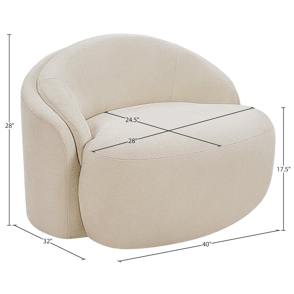 Caspian Beige Chenille Fabric Upholstered Chair