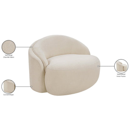 Caspian Beige Chenille Fabric Upholstered Chair