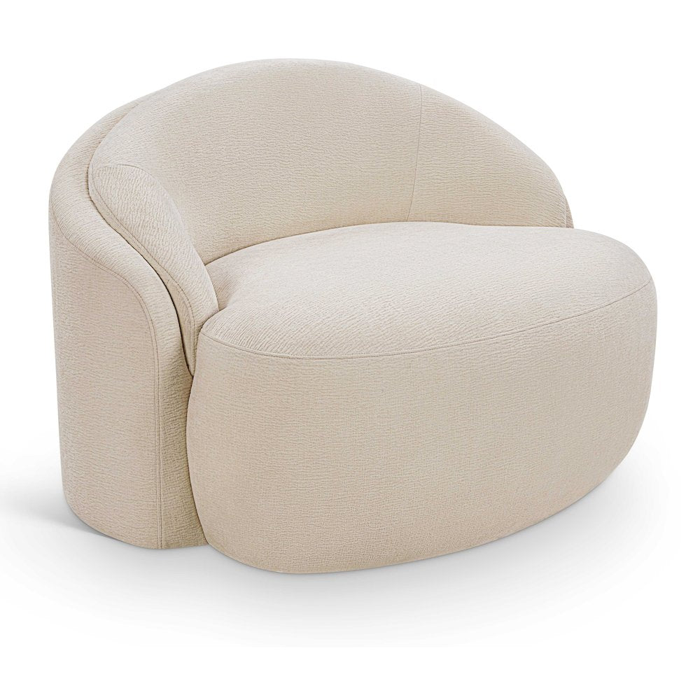 Caspian Beige Chenille Fabric Upholstered Chair