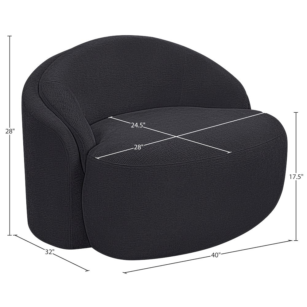 Caspian Black Chenille Fabric Upholstered Chair
