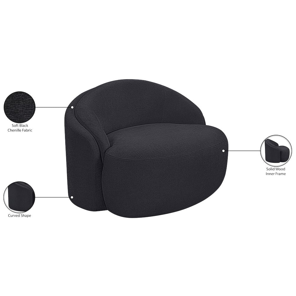 Caspian Black Chenille Fabric Upholstered Chair