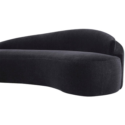 Caspian 79" Black Chenille Fabric Upholstered Loveseat