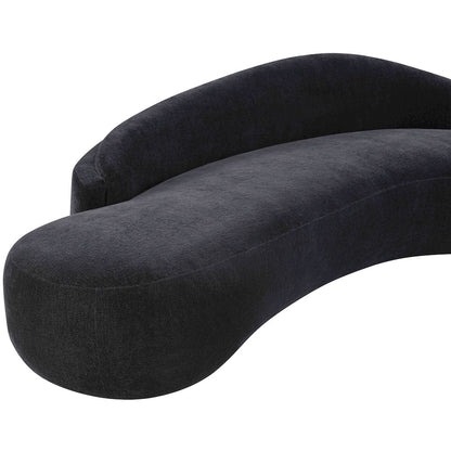 Caspian 79" Black Chenille Fabric Upholstered Loveseat