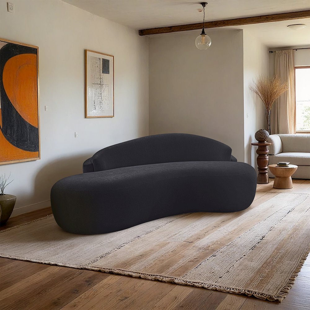 Caspian 79" Black Chenille Fabric Upholstered Loveseat