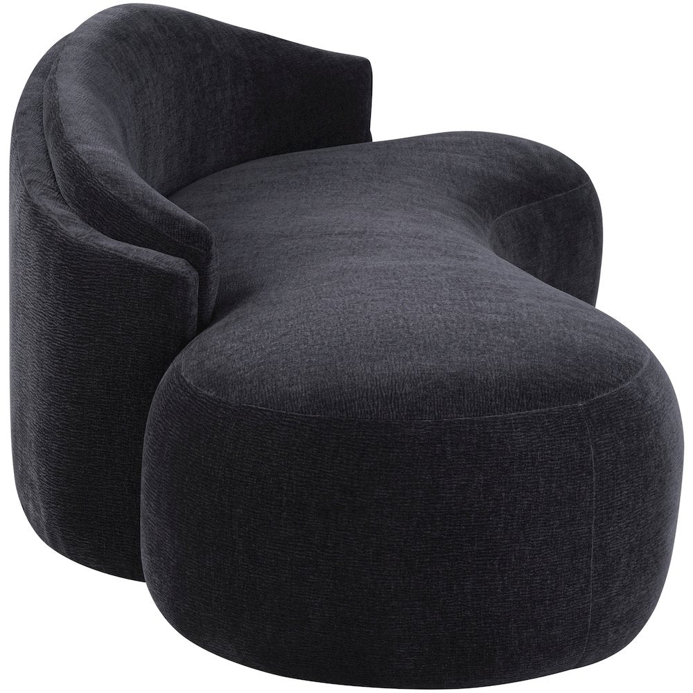 Caspian 101" Black Chenille Fabric Upholstered Sofa