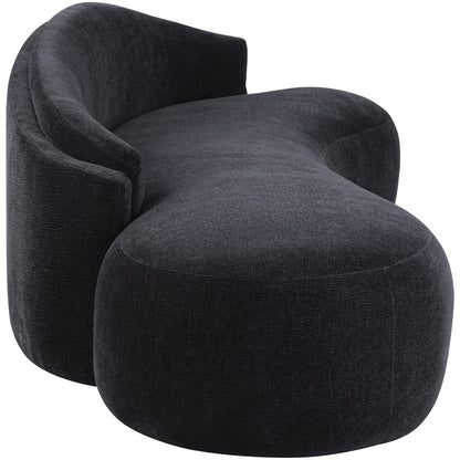Caspian 101" Black Chenille Fabric Upholstered Sofa