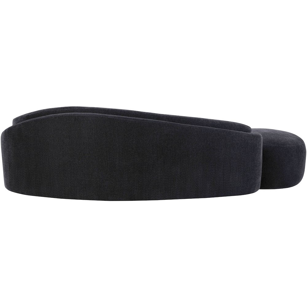 Caspian 101" Black Chenille Fabric Upholstered Sofa