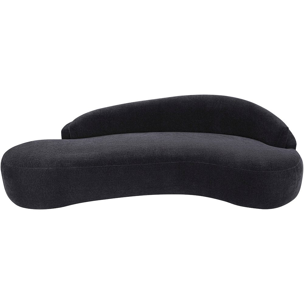 Caspian 101" Black Chenille Fabric Upholstered Sofa