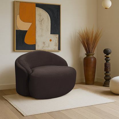 Caspian Brown Chenille Fabric Upholstered Chair
