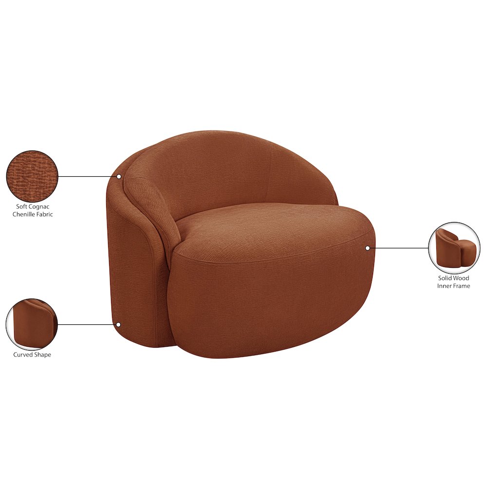Caspian Cognac Chenille Fabric Upholstered Chair