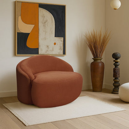 Caspian Cognac Chenille Fabric Upholstered Chair