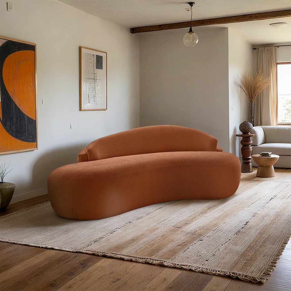 Caspian 79" Cognac Chenille Fabric Upholstered Loveseat