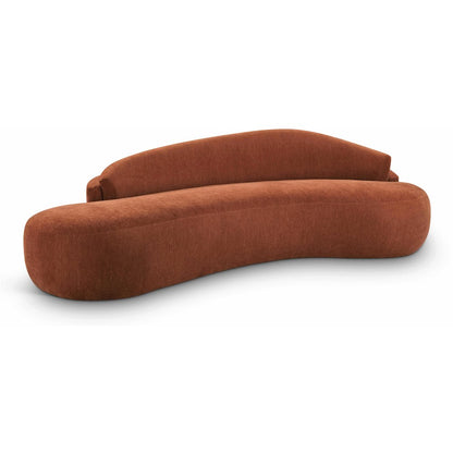 Caspian 101" Cognac Chenille Fabric Upholstered Sofa