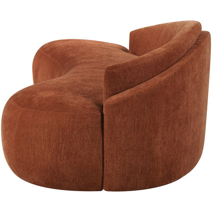 Caspian 101" Cognac Chenille Fabric Upholstered Sofa