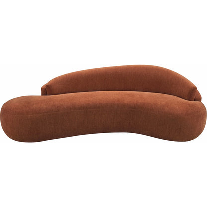 Caspian 101" Cognac Chenille Fabric Upholstered Sofa