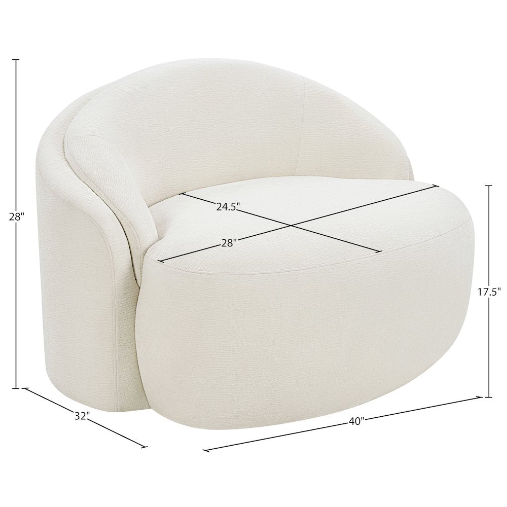 Caspian Cream Chenille Fabric Upholstered Chair