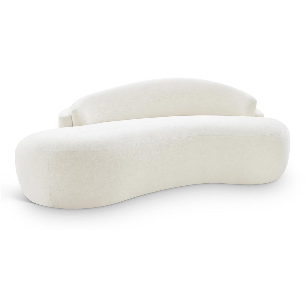 Caspian 79" Cream Chenille Fabric Upholstered Loveseat