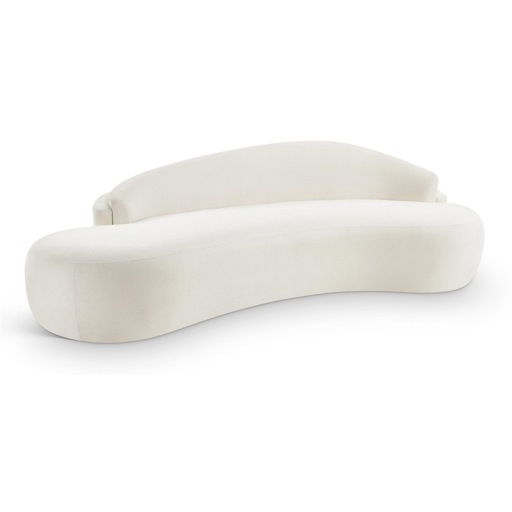 Caspian 101" Cream Chenille Fabric Upholstered Sofa