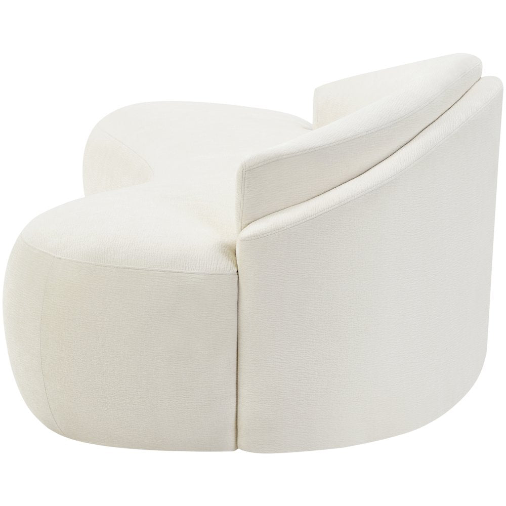 Caspian 101" Cream Chenille Fabric Upholstered Sofa