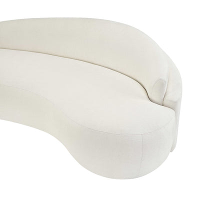 Caspian 101" Cream Chenille Fabric Upholstered Sofa