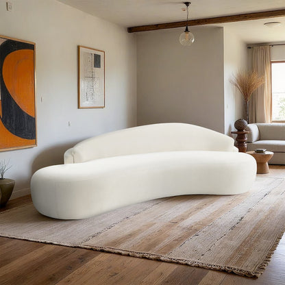 Caspian 101" Cream Chenille Fabric Upholstered Sofa