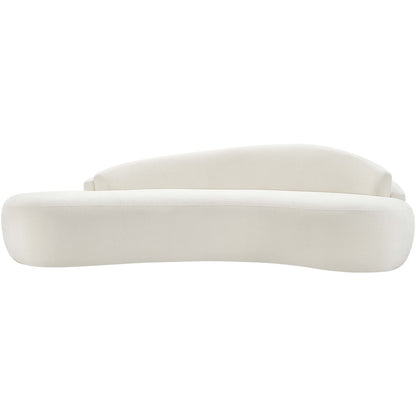 Caspian 101" Cream Chenille Fabric Upholstered Sofa