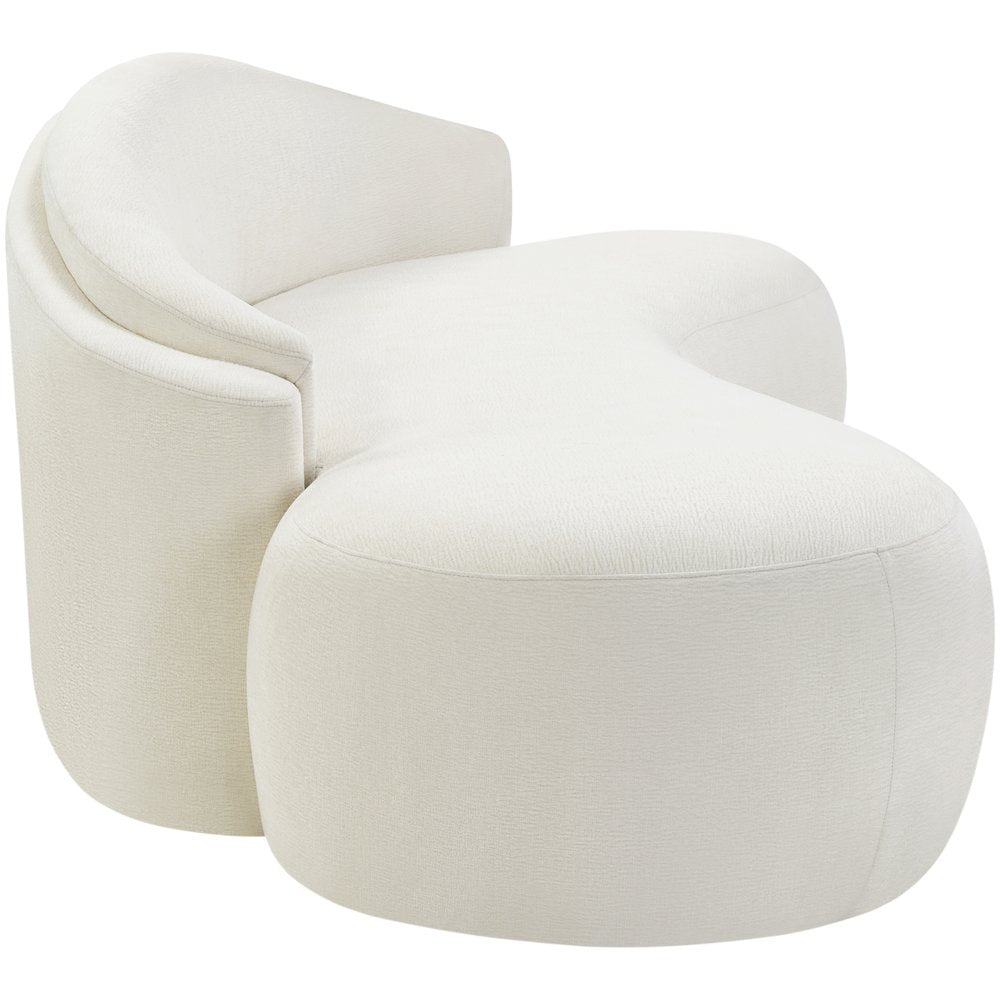 Caspian 101" Cream Chenille Fabric Upholstered Sofa