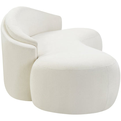 Caspian 101" Cream Chenille Fabric Upholstered Sofa