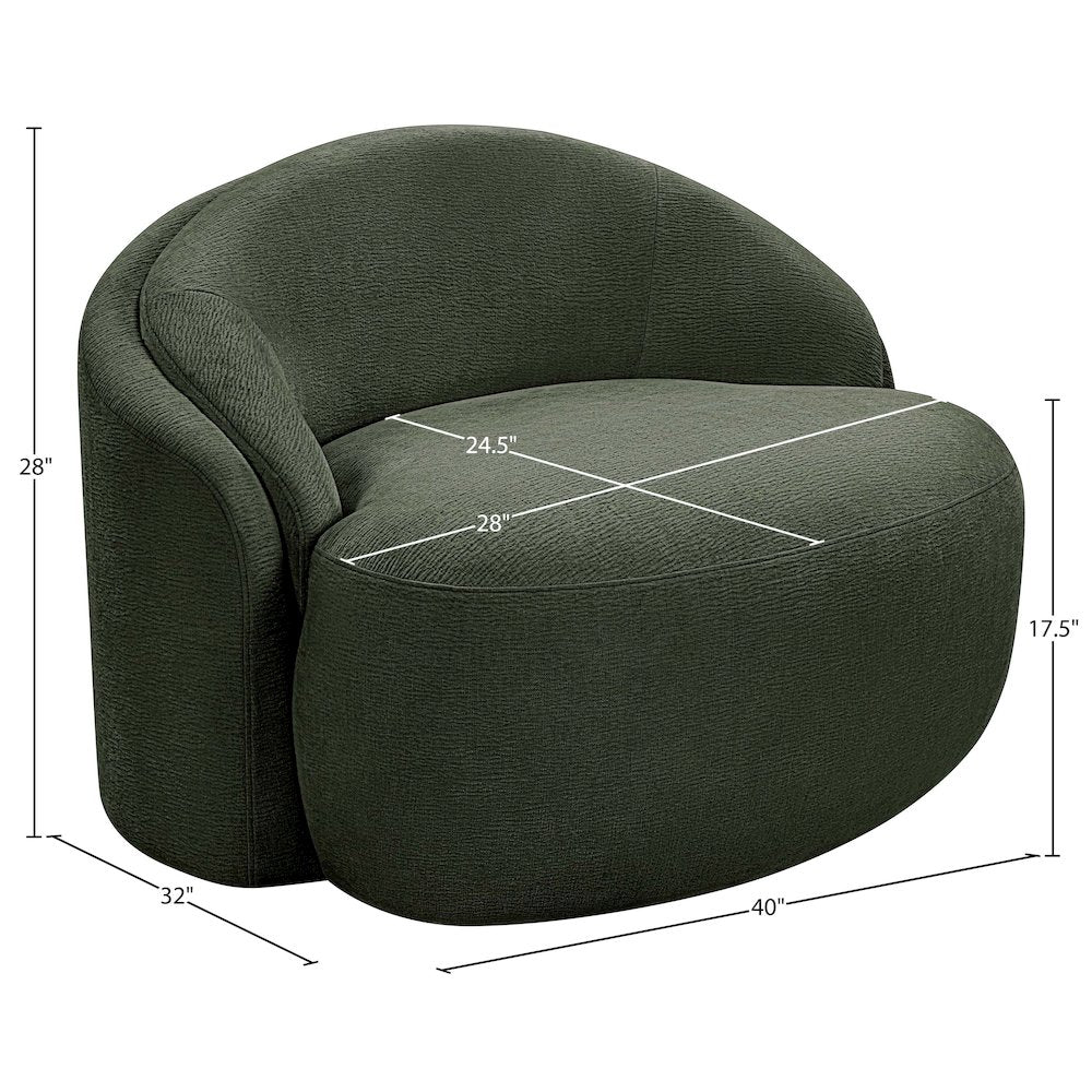 Caspian Green Chenille Fabric Upholstered Chair