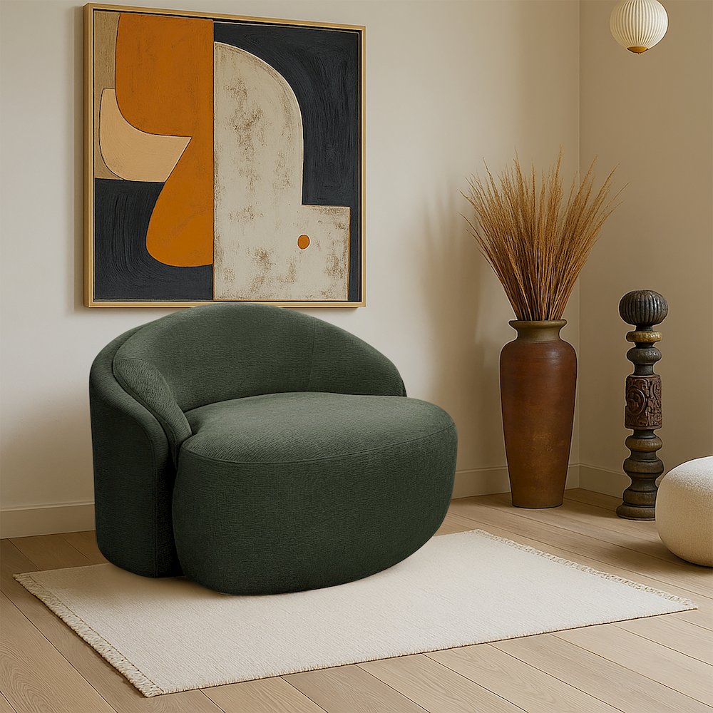 Caspian Green Chenille Fabric Upholstered Chair