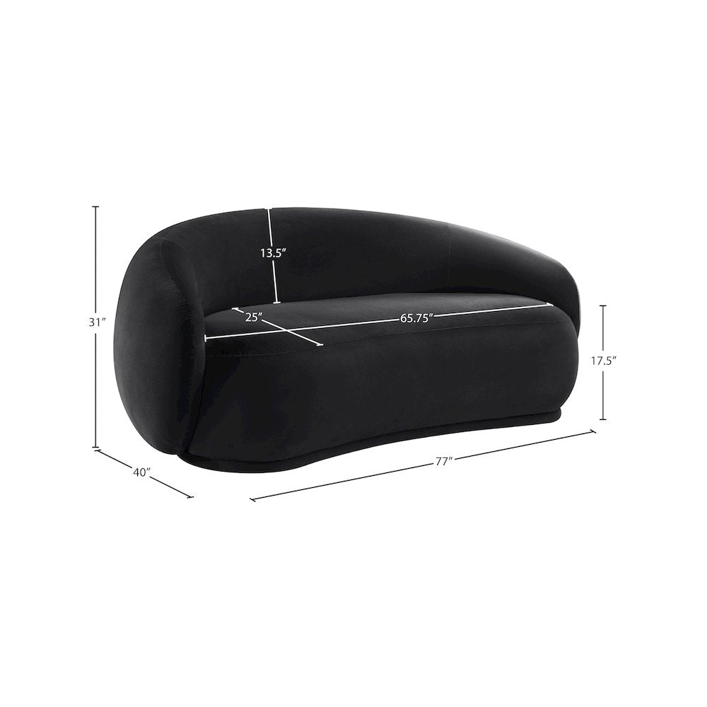 Emery Black Velvet Loveseat