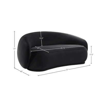Emery Black Velvet Loveseat