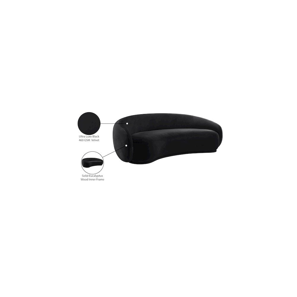 Emery 93" Black Velvet Upholstered Sofa