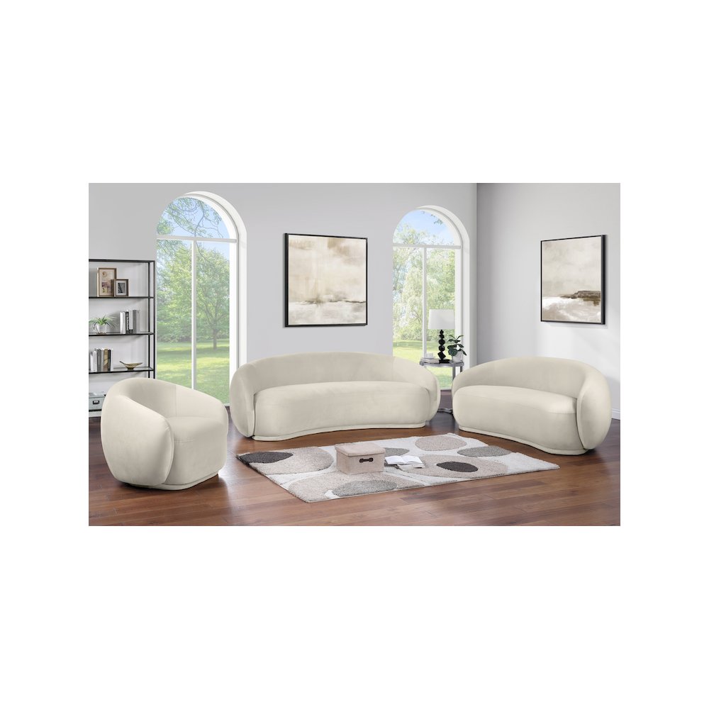 Emery Cream Velvet Loveseat