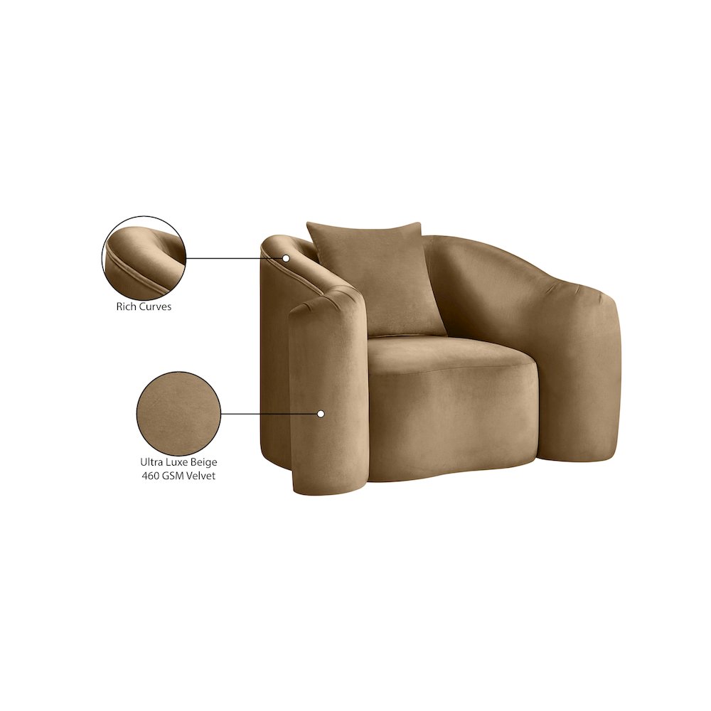 Destin Beige Velvet Chair