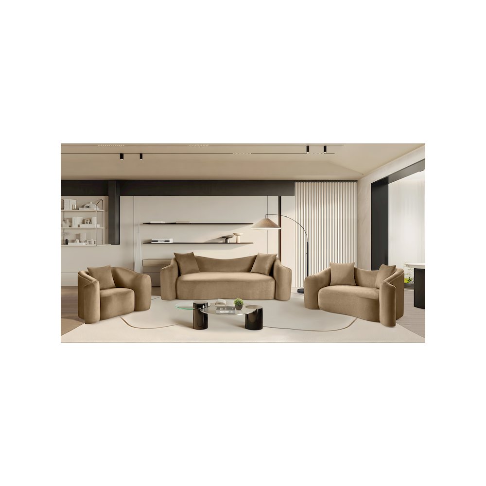 Destin Beige Velvet Sofa