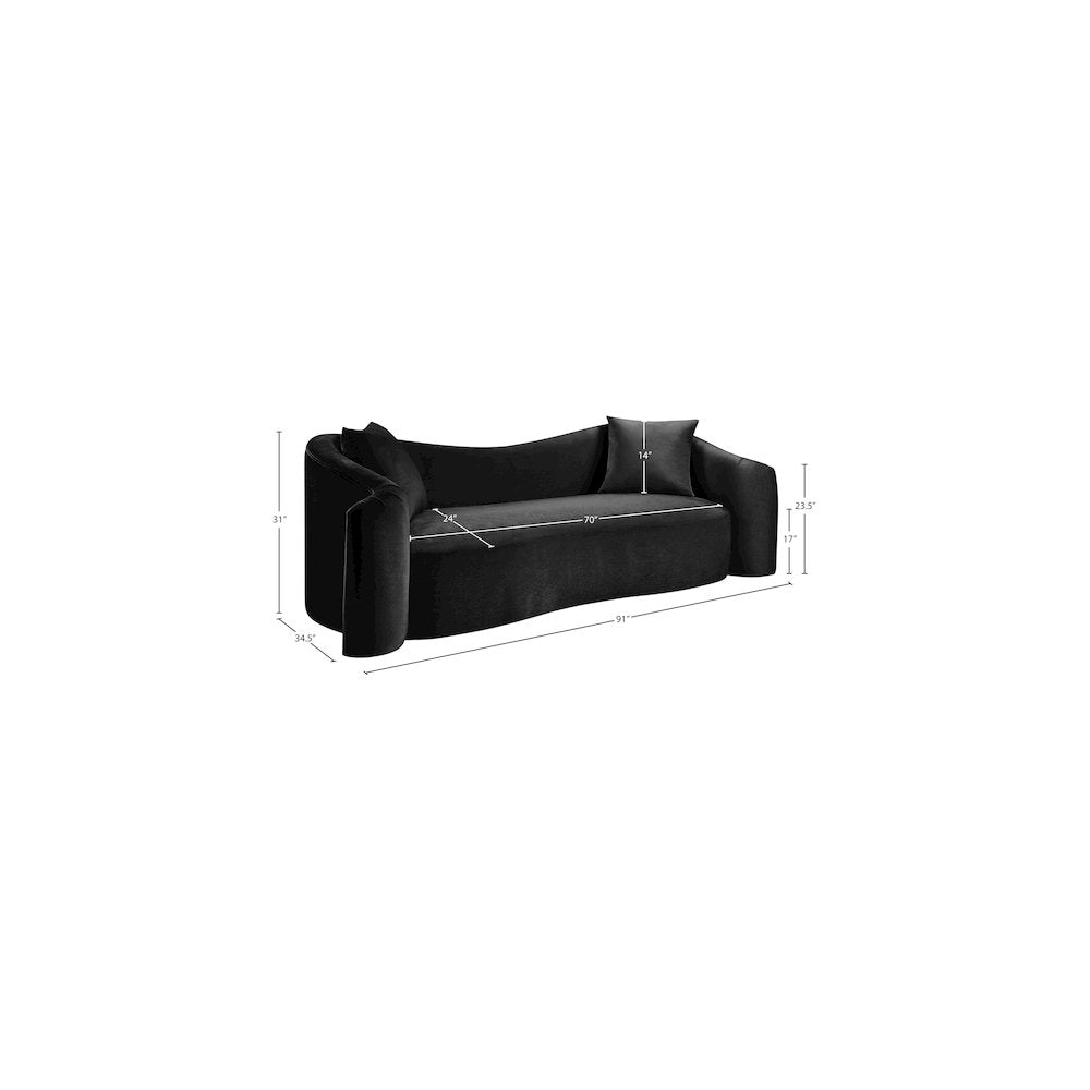 Destin Black Velvet Sofa