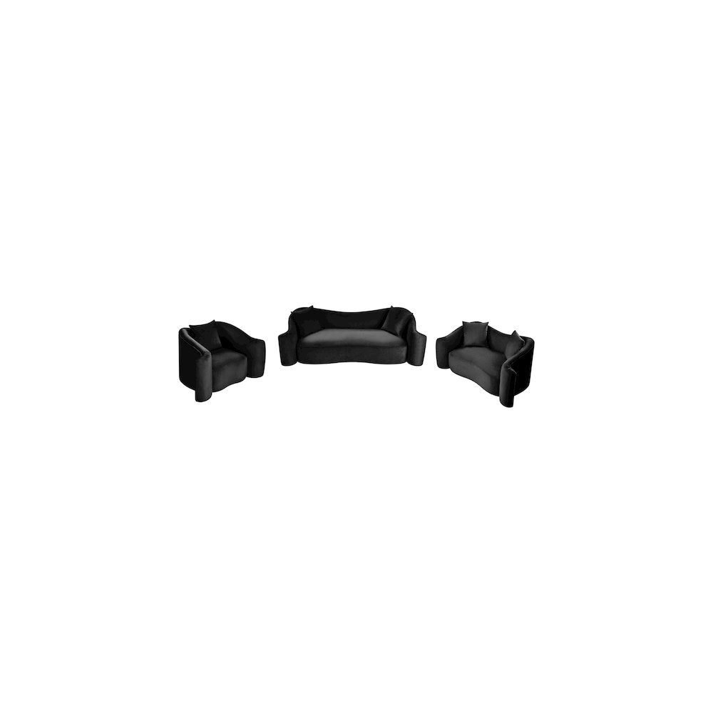 Destin Black Velvet Sofa