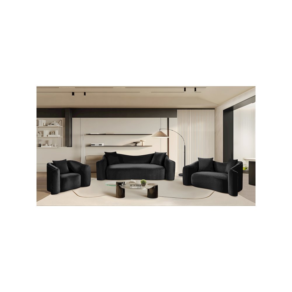 Destin Black Velvet Sofa