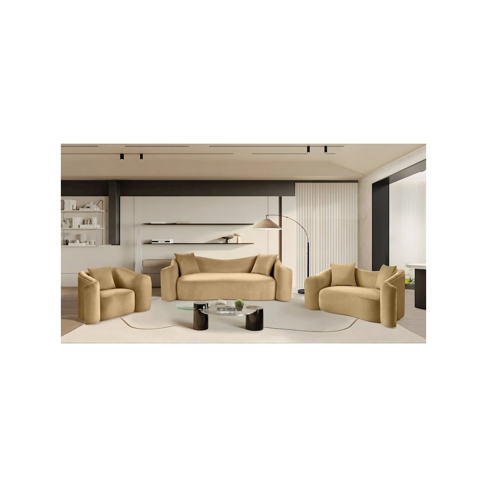 Destin Camel Velvet Chair