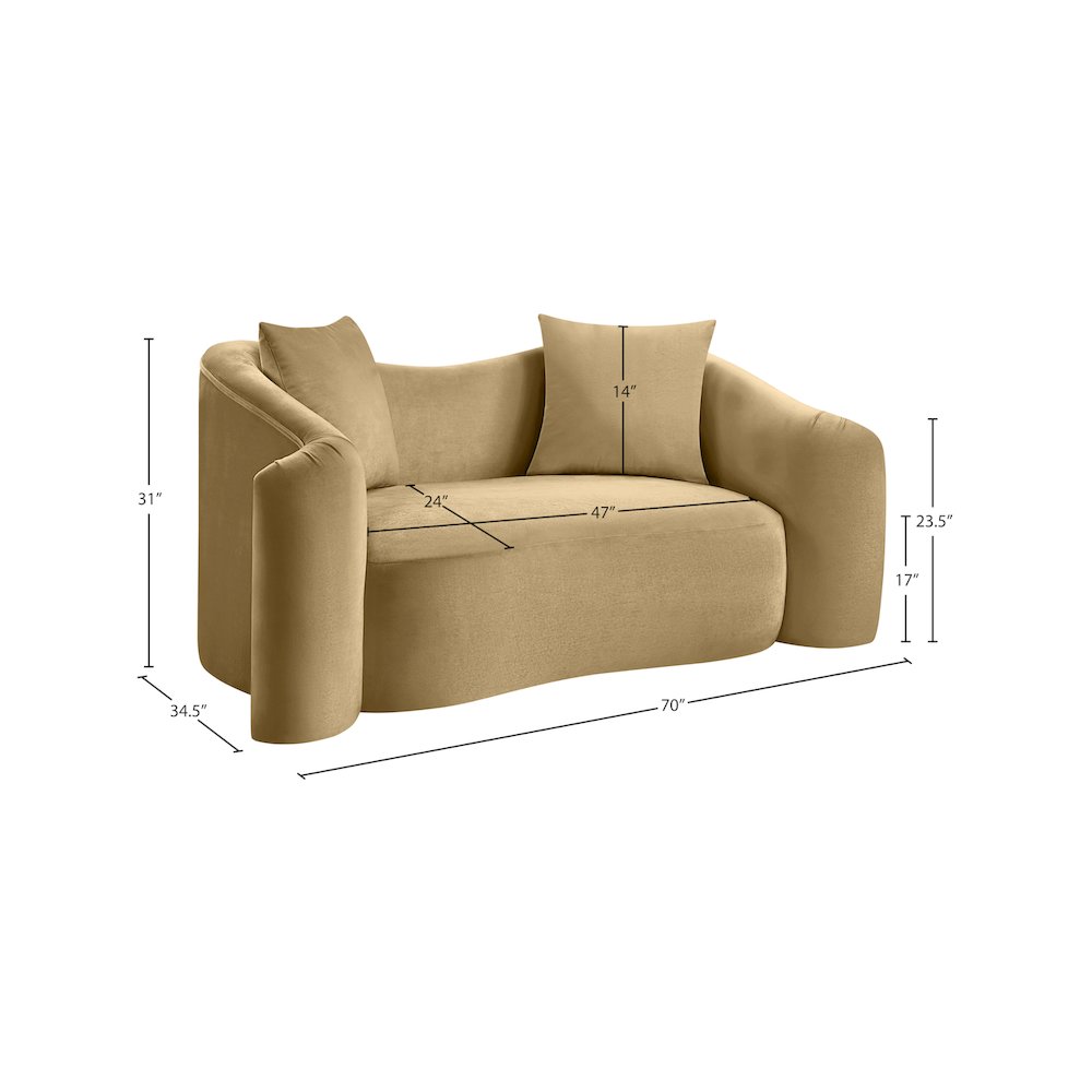 Destin Camel Velvet Loveseat