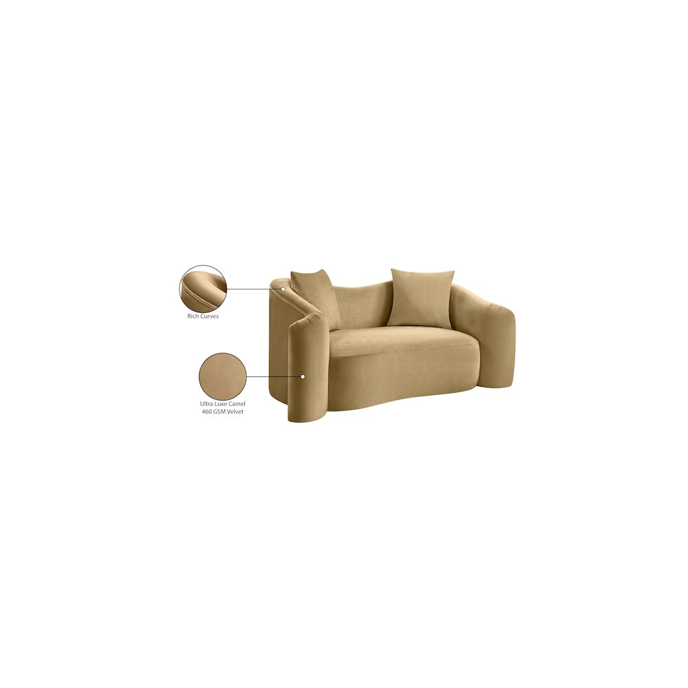 Destin Camel Velvet Loveseat