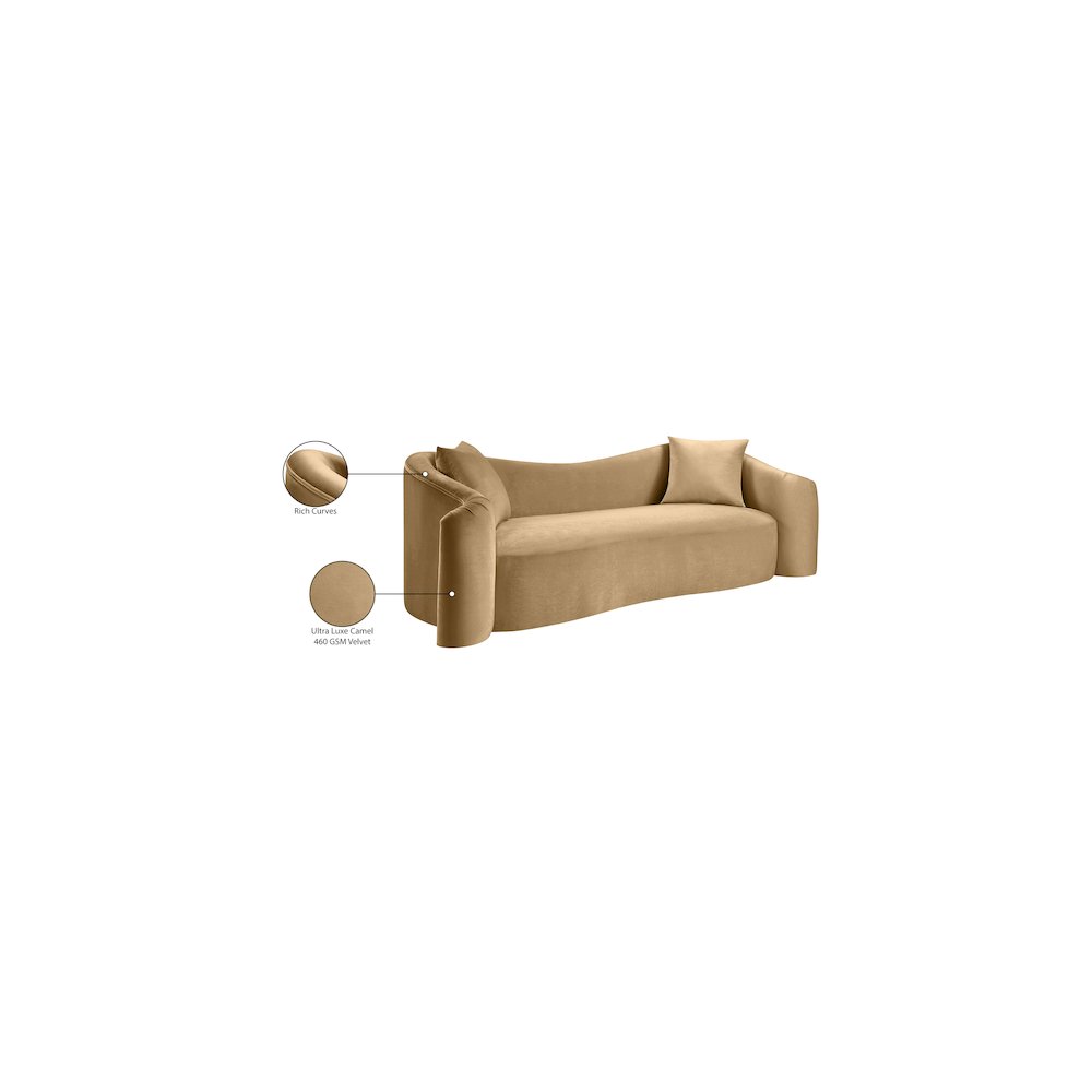 Destin Camel Velvet Sofa