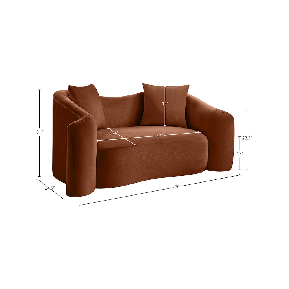 Destin Cognac Velvet Loveseat
