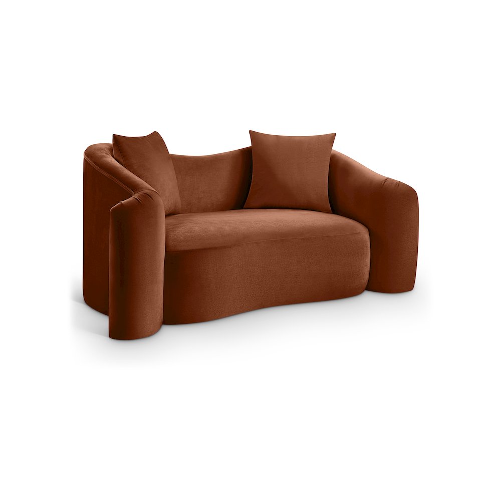 Destin Cognac Velvet Loveseat