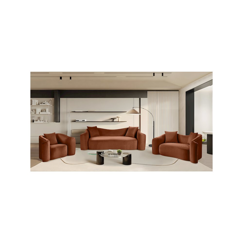 Destin Cognac Velvet Loveseat