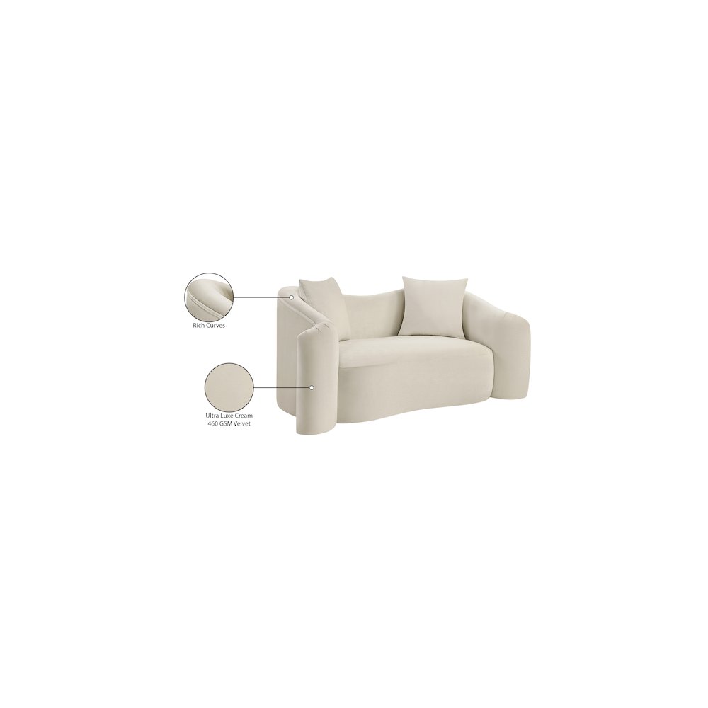 Destin Cream Velvet Loveseat