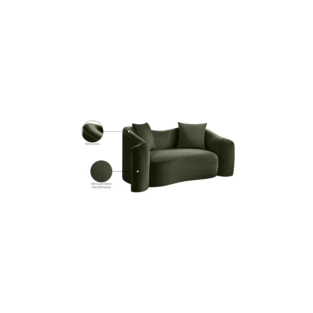 Destin Green Velvet Loveseat