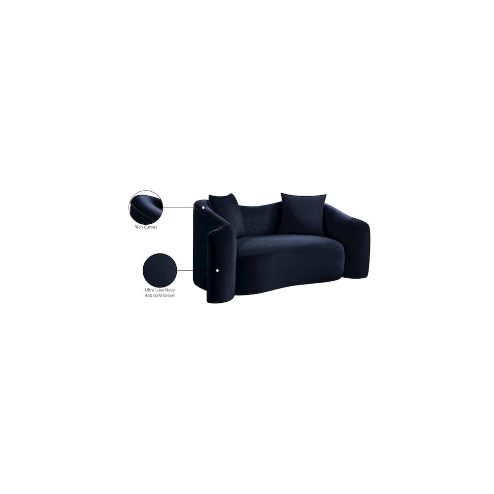 Destin Navy Velvet Loveseat
